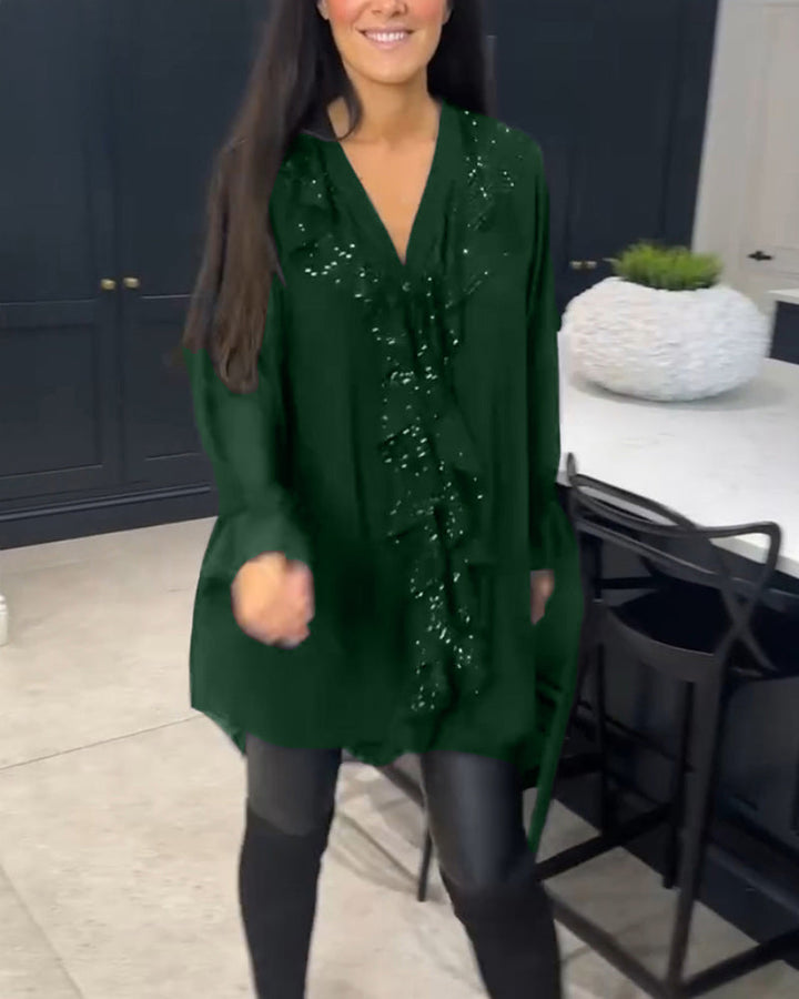 Blůza s volány a elegantním stylem