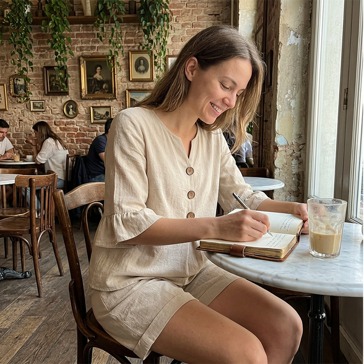 Lucie™ — Letní souprava košile a šortky z bavlny ve více barvách