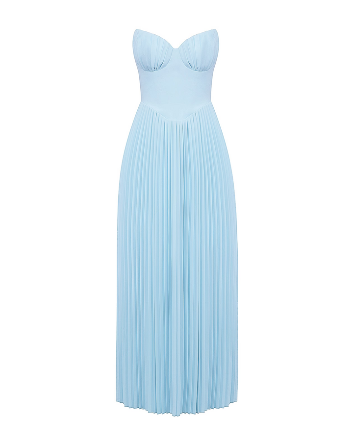 Elegantní pliséovaný bustier-maxikabát v