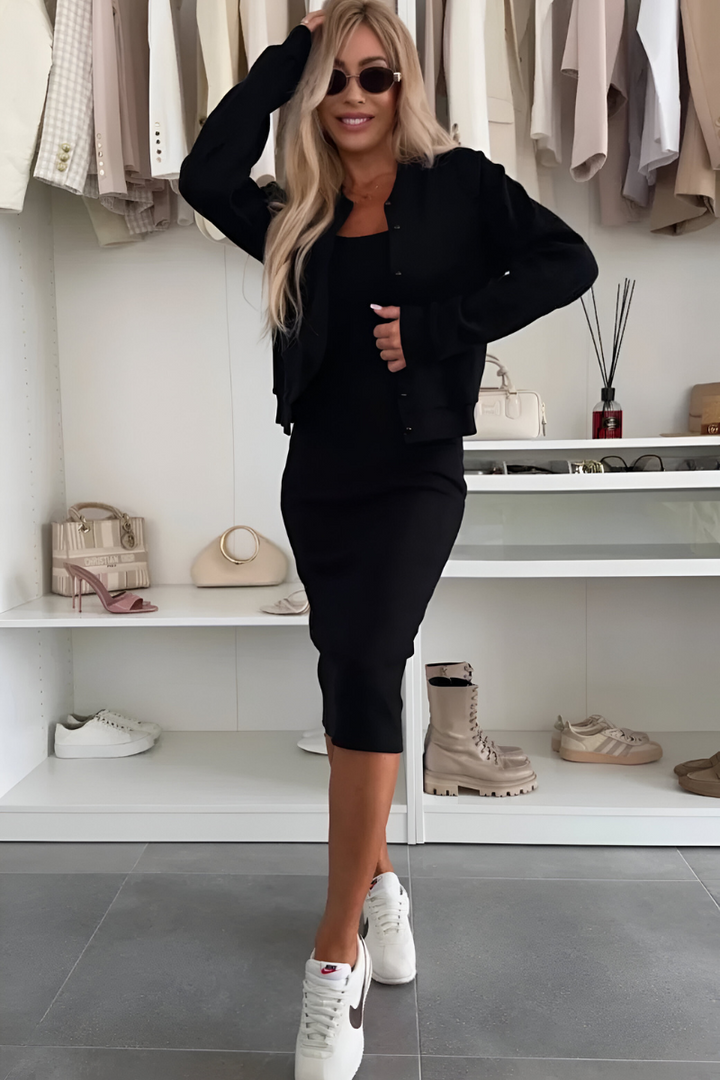 Pohodlné midi šaty cardigan
