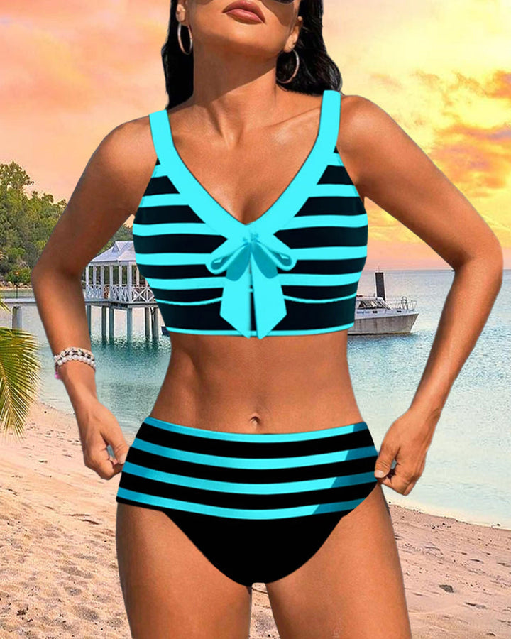 Laluna® | Pruhovaný bikini s vysokým pasem