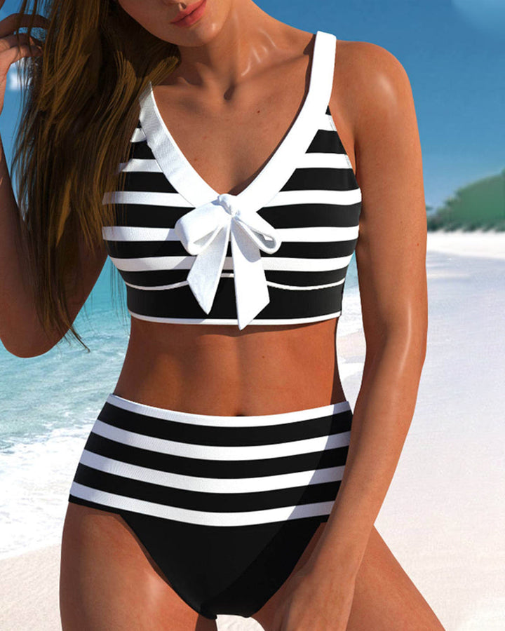 Laluna® | Pruhovaný bikini s vysokým pasem