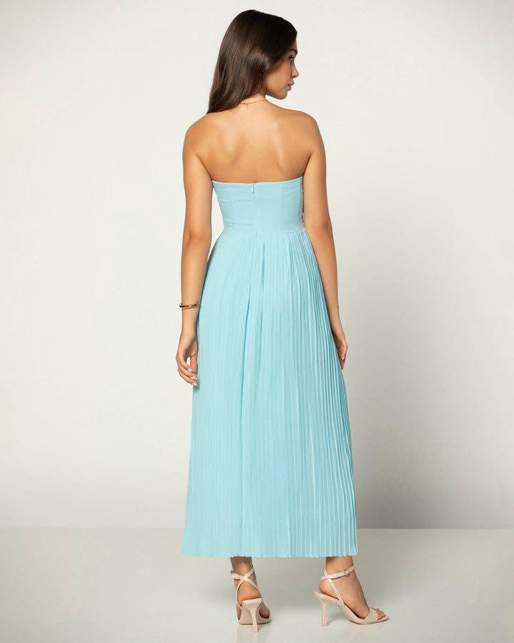 Elegantní pliséovaný bustier-maxikabát v