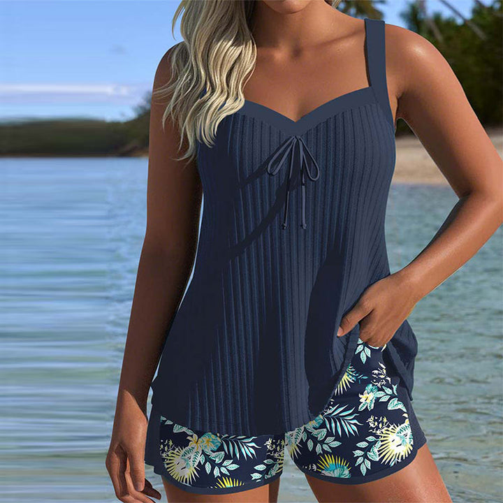 Laluna® | Pruhovaný tankini s dvoudílnými plážovými šortkami