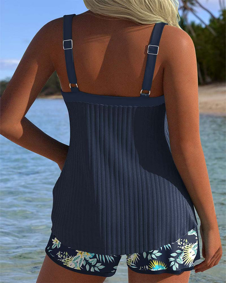 Laluna® | Pruhovaný tankini s dvoudílnými plážovými šortkami