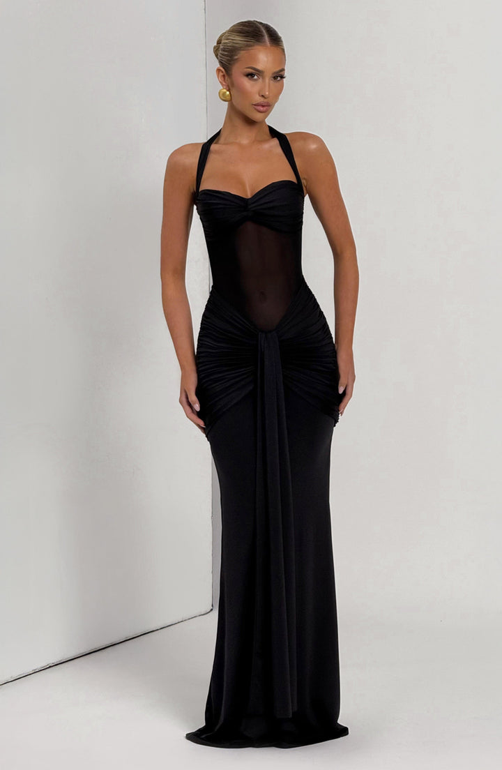 Elegantní černé maxi večerní